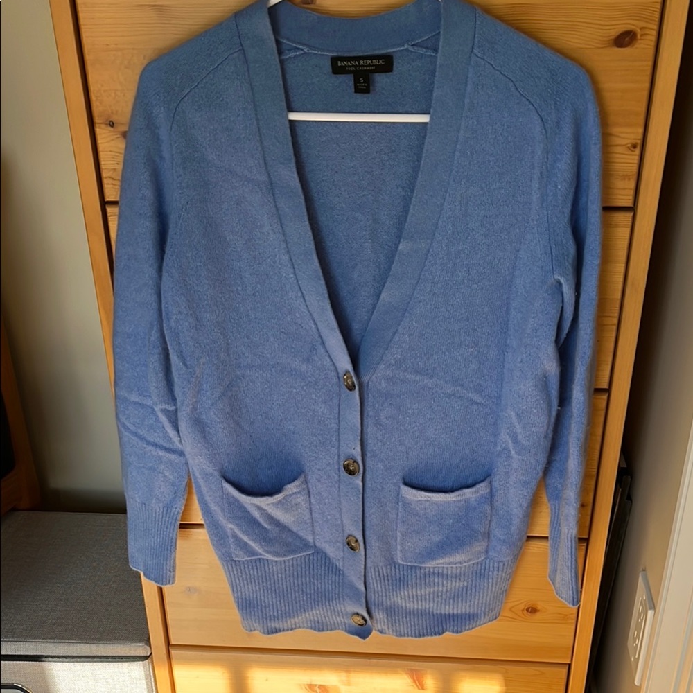 Banana Republic Blue Cardigan Sweater V-Neck Knit